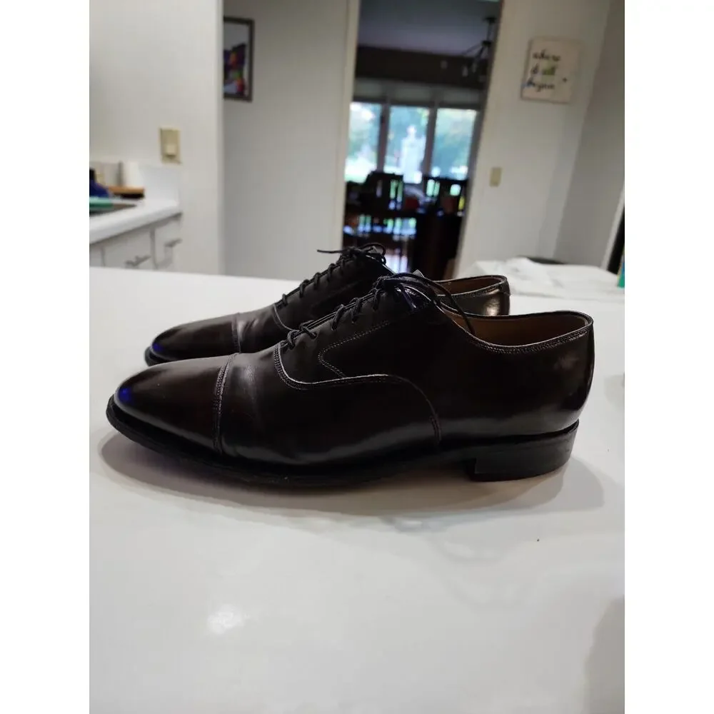 Johnston & Murphy Mens Melton Oxford Dress Shoes Burgundy Leather Cap Toe 8.5D